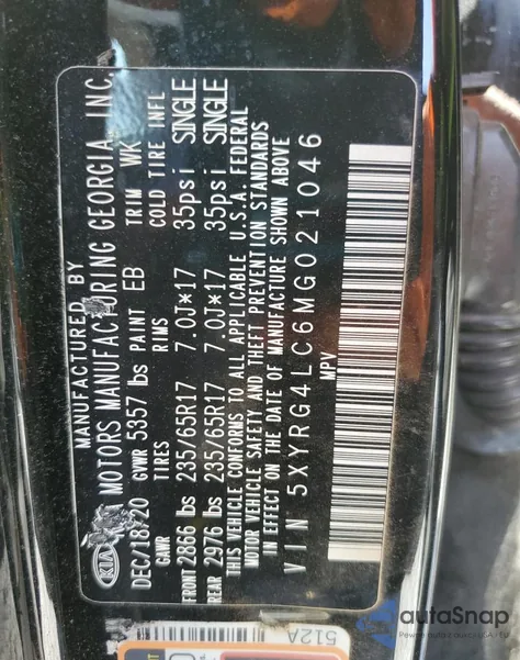 2021 Kia Sorento Lx from USA, damaged, VIN 5XYRG4LC6MG021046